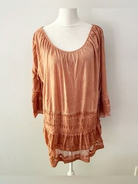 Song N Spirit Women Lace Bell Sleeve Top XXL Boho Causal Comfy‎ Stretch Beachy